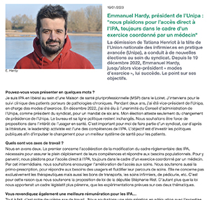 Emmanuel Hardy, président de l’Unipa : ``nous plaidons pour l’accès direct à l’IPA, toujours dans le cadre d’un exercice coordonné par un médecin``