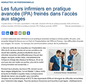 Les futurs infirmiers en pratique avancée (IPA) freinés dans l’accès aux stages