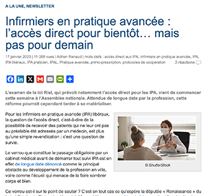 Infirmiers en pratique avancée : l’accès direct pour bientôt… mais pas pour demain