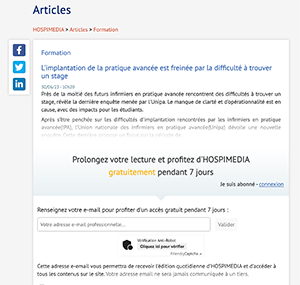 L'Implantation de la pratique avancée est freinée par la difficulté à trouver un stage