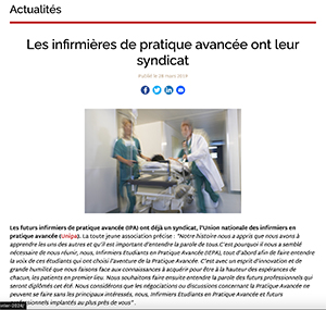 Les infirmières de pratique avancée ont leur syndicat