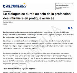 Le dialogue se durcit au sein de la profession des infirmiers en pratique avancée